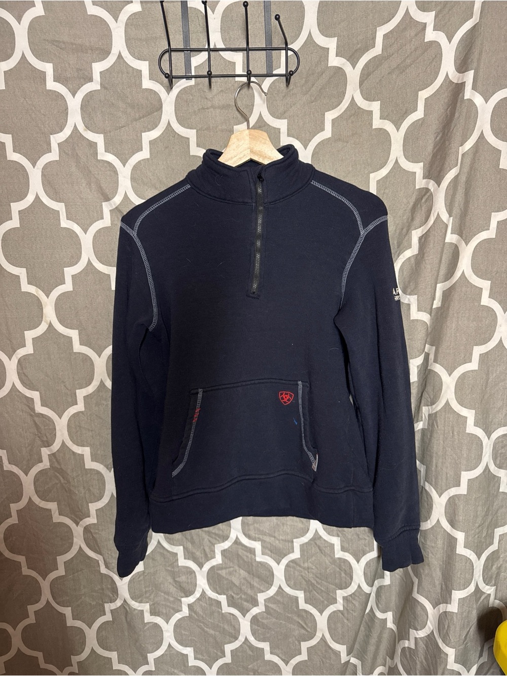 Ariat Work FR Flame Resistant Navy 1/4 Zip Pullover Sweatshirt Small S/P